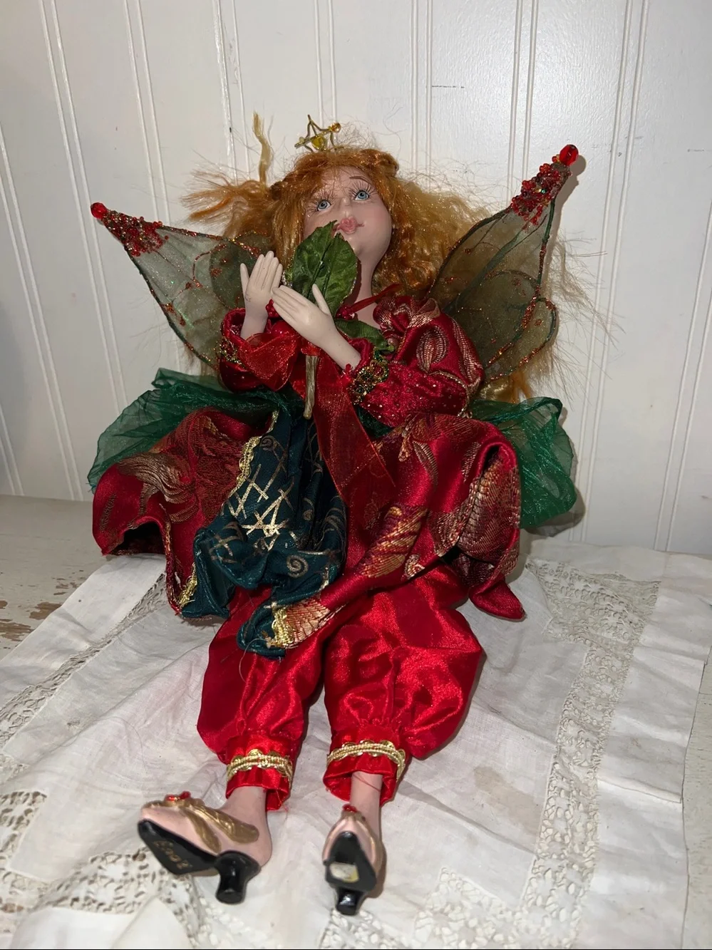 BrylaneHome Posable Christmas Pixie Fairy elf figurine 16” Shelf Sitter posable